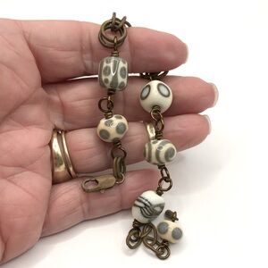 Unique Glass Beaded and Brass/Copper Chain Bracelet